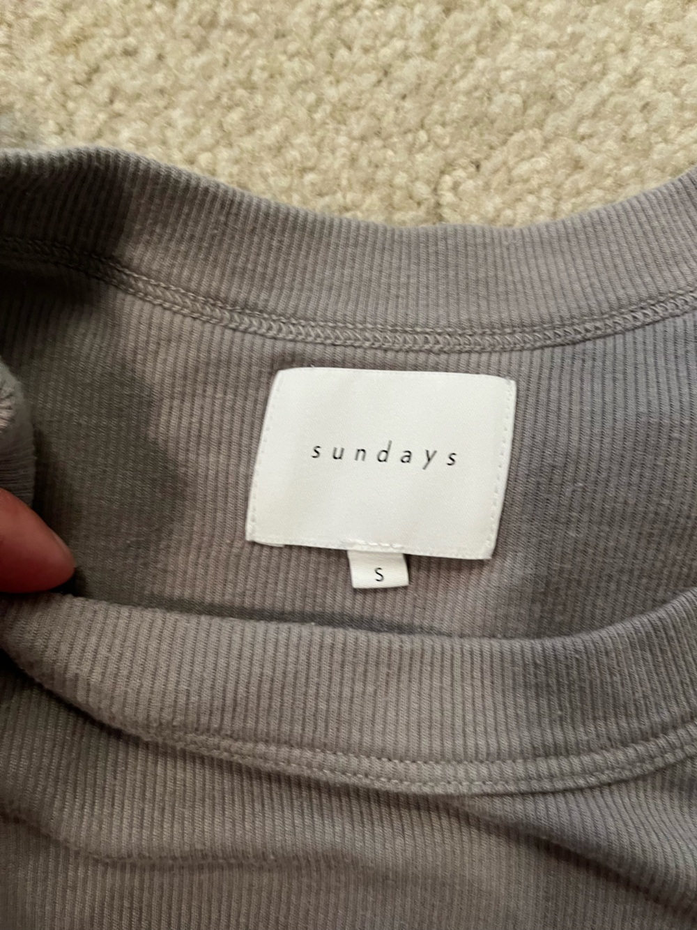 sundays Ribbed Crewneck Top in Light Gray